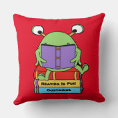 sの読おもしろいかわいい本を愛するエイリアン枕 クッション (裏面)