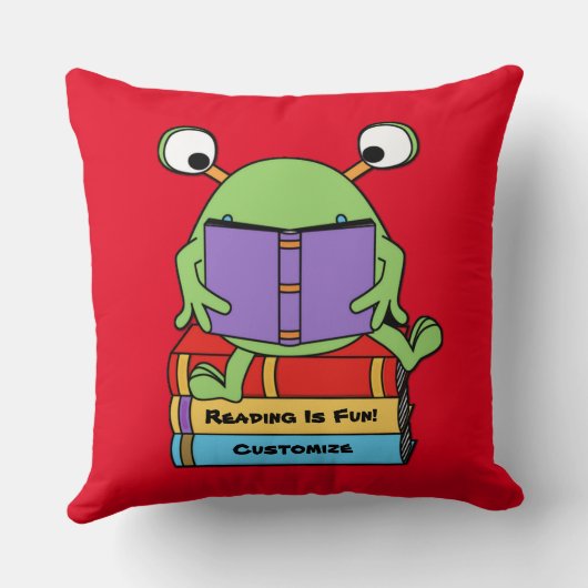 sの読おもしろいかわいい本を愛するエイリアン枕 クッション (裏面)