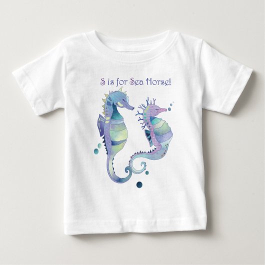 Sはシーホースかわいいベビー ベビーTシャツ (正面)