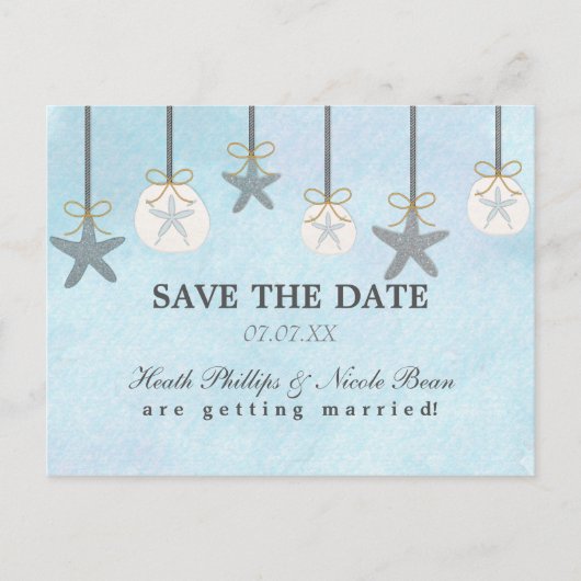 sぶら下がったスターフィッシュ&サンドドルビーチはがき 案内ポストカード (正面)