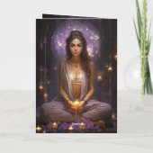 sめい想ヨガガガールクリスタルアメジスト誕生日 カード (裏面)