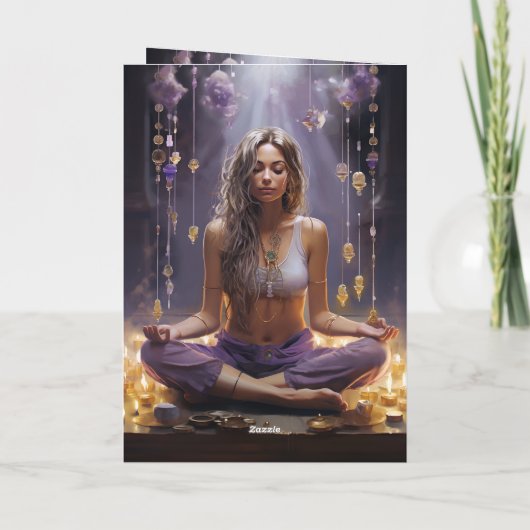 sめい想ヨガガガールクリスタルアメジスト誕生日 カード (裏面)