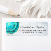 sアドレス結婚ウォーターカラーティール(緑がかった色)&金ゴールドゲートGeode ラベル (インサイチュ)