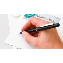 sアドレス結婚ウォーターカラーティール（緑がかった色）&金ゴールドゲートGeode ラベル