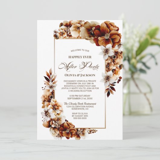 sアフター結婚パーティー焼けオレンジフローラ披露宴 招待状 (スタンド正面)