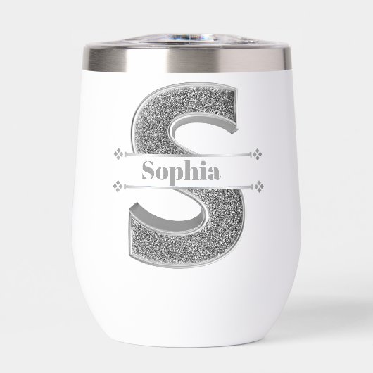 Sイニシャルパーソナライズされたシルバーモノグラムあなたの名前 (正面)