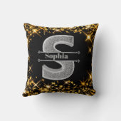 Sイニシャルパーソナライズされたシルバーモノグラムあなたの名前 クッション (裏面)