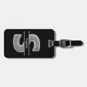 Sイニシャルパーソナライズされたシルバーモノグラムあなたの名前 ラゲッジタグ (正面横)