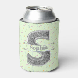 Sイニシャルパーソナライズされたシルバーモノグラムあなたの名前 缶クーラー
