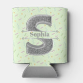 Sイニシャルパーソナライズされたシルバーモノグラムあなたの名前 缶クーラー (裏面)