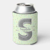 Sイニシャルパーソナライズされたシルバーモノグラムあなたの名前 缶クーラー (缶裏面)