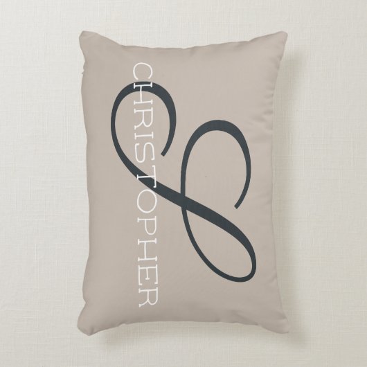 Sイニシャル名前をカスタムする書道タンタウペシック アクセントクッション (正面(垂直))