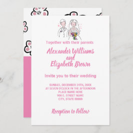 sカントリー結婚シック・ピンク・ラブ招待状 招待状