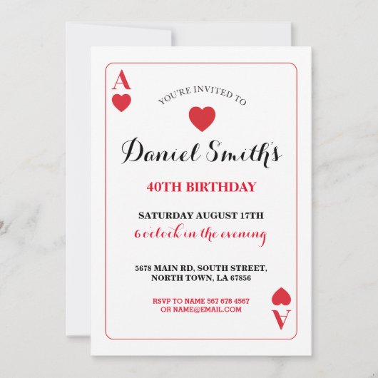 sカー遊ド誕生日エースベガス招待状任意の年齢 招待状 (正面)