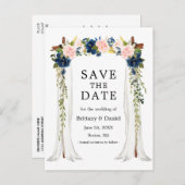 sキャノピ結婚アーチ水カラーピンクブルーフローラ 案内ポストカード (正面/裏面)