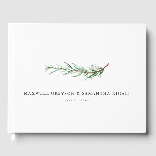 sゲスト結婚ブックウォーターカラーボタニカルローズマリー ゲストブック (正面)