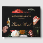 sゲスト結婚ブックダークブラックレッドフローラ ゲストブック (正面)