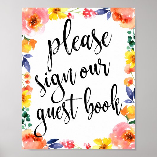 sゲスト結婚ブックフローラ水の色8x10サイン ポスター (正面)