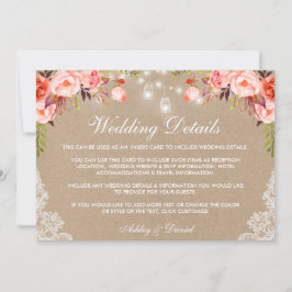 sコーラル結婚ジャールライトレース詳細クラフトインサート カード