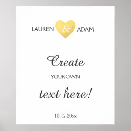 sサイン結婚金ゴールドフェイクハート、カスタム文字テンプレート ポスター