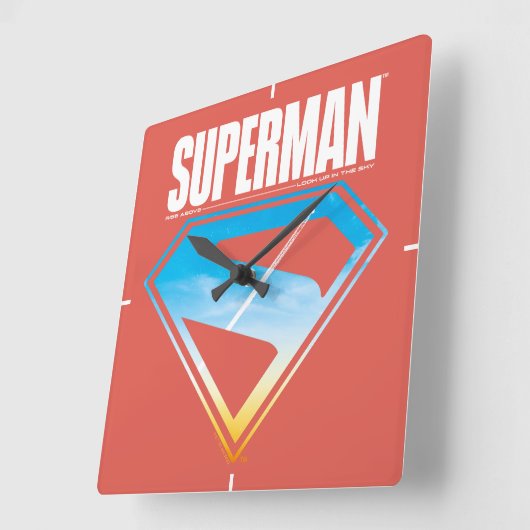 Sシールドを通して飛び出す スクエア壁時計 (傾斜)