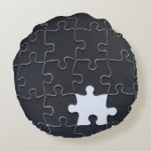 sジグ恋しく思ソーパズルピースブラック ラウンドクッション (裏面)