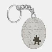 sジグ恋しく思ソーパズルピースホワイト キーホルダー (正面左)