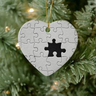 sジグ恋しく思ソーパズルピース白黒 セラミックオーナメント