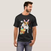 Sジャック・ラッセル・バニー耳と卵のイースターの衣装 Tシャツ (正面フル)