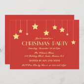 sスターぶら下がったズレッドクリスマスホリデーパーティー 招待状 (正面/裏面)