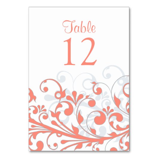 sテーブ結婚ルカード抽象芸術コーラルグレーフローラ テーブルナンバー (裏面)