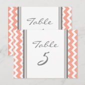 sテーブ結婚ルナンバーカードコーラルグレーシェブロン ポストカード (正面/裏面)