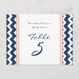 sテーブ結婚ルナンバーカードコーラルブルーシェブロン ポストカード