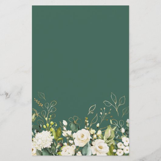 sディナ結婚ーメニュー自然グリーンホワイトローズフローラ (裏面)