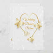 sディナ結婚ーメニュー金ゴールドカラーハート蝶 招待状 (正面/裏面)