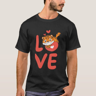 Sデーの動物たちと彼氏の愛を表現するトラ Tシャツ