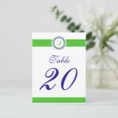 Sドットサークルモノグラムテーブル番号(ライム/青) ポストカード (スタンド正面)