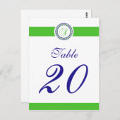 Sドットサークルモノグラムテーブル番号(ライム/青) ポストカード (正面/裏面)