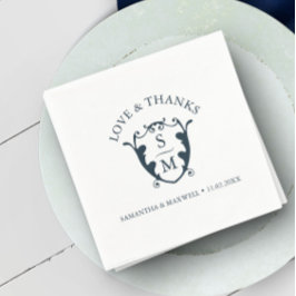 sナプキ結婚ンステンプレートモノグラカスタムムクレスト スタンダードカクテルナプキン