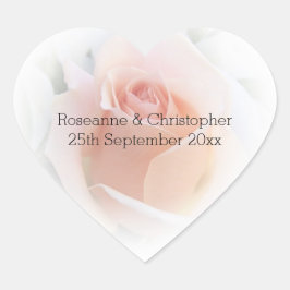 sハート結婚シールピーチピンクローズブド ハートシール