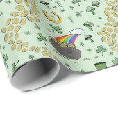 Sパター素朴ングリーンアイリッシュシャームロックSt patricks ラッピングペーパー (ロールコーナー)