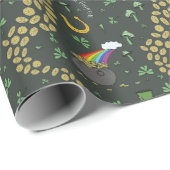 Sパター素朴ングリーンアイリッシュシャームロックSt patricks ラッピングペーパー (ロールコーナー)