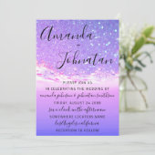sパープル結婚海ブルーウェーブ海ビーチ 招待状 (スタンド正面)