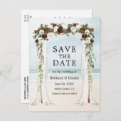 sビーチ結婚キャノピーウォーターカラーボホフローラ 案内ポストカード (正面/裏面)