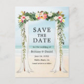 sビーチ結婚キャノピー水の色トロピカルフローラ 案内ポストカード (正面)