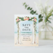 sビーチ結婚キャノピー水の色トロピカルフローラ 案内ポストカード (スタンド正面)