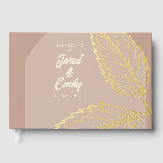 sフォイル結婚ソフトモチャブラウンゲストブック ゲストブック (正面)