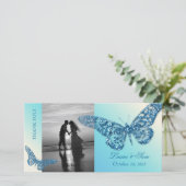 sフォトカード結婚サンキューバタフライブルー サンキューカード (スタンド正面)