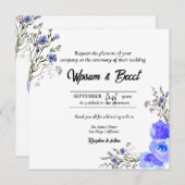 sフラワー結婚スクウェア・カード・ホリデー・カード・ベクター 招待状 (正面/裏面)