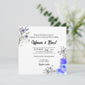 sフラワー結婚スクウェア・カード・ホリデー・カード・ベクター 招待状 (スタンド正面)